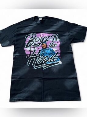 Boyz N the Hood Ice Cube Vintage Black T‑Shirt with Multicolor Logo